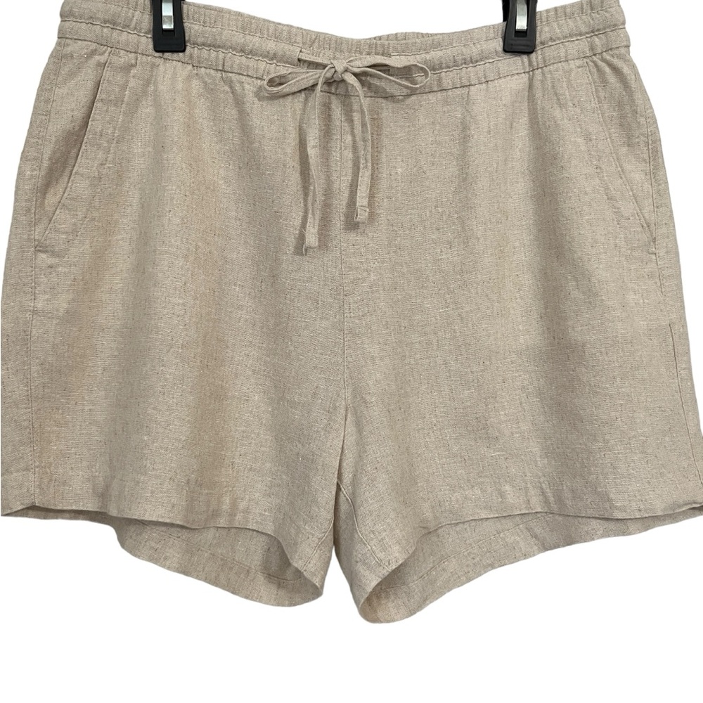 Old Navy Khaki Elastic Waist Linen Blend Shorts Size Large